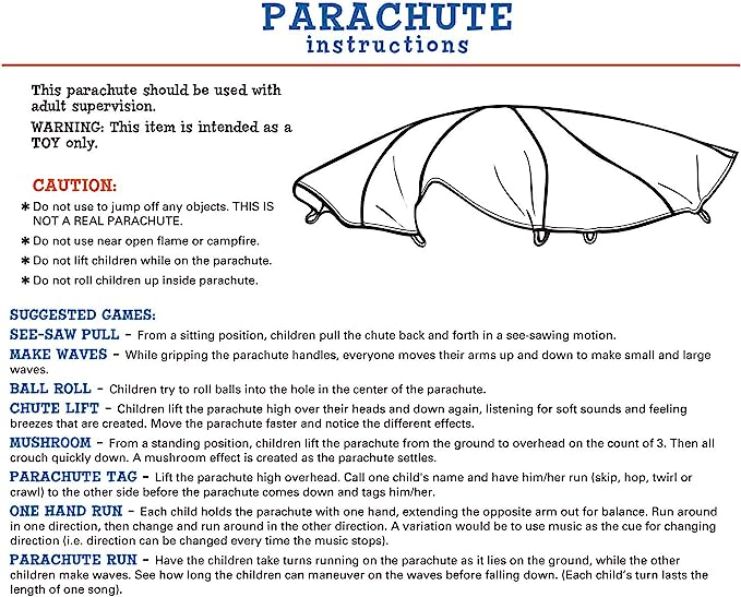 Primary Parachute 12ft - Multi Color with Handles